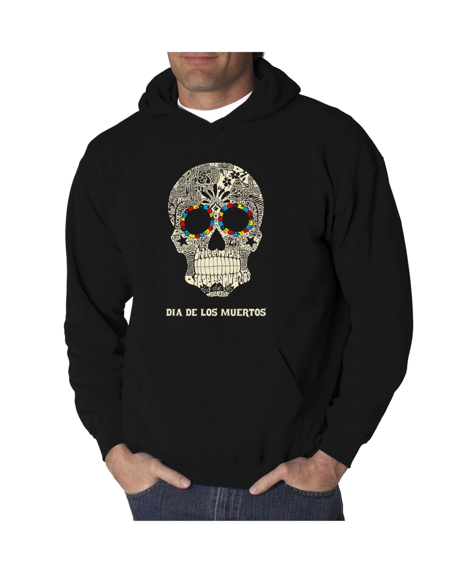 Men's Dia De Los Muertos Word Art Hooded Sweatshirt