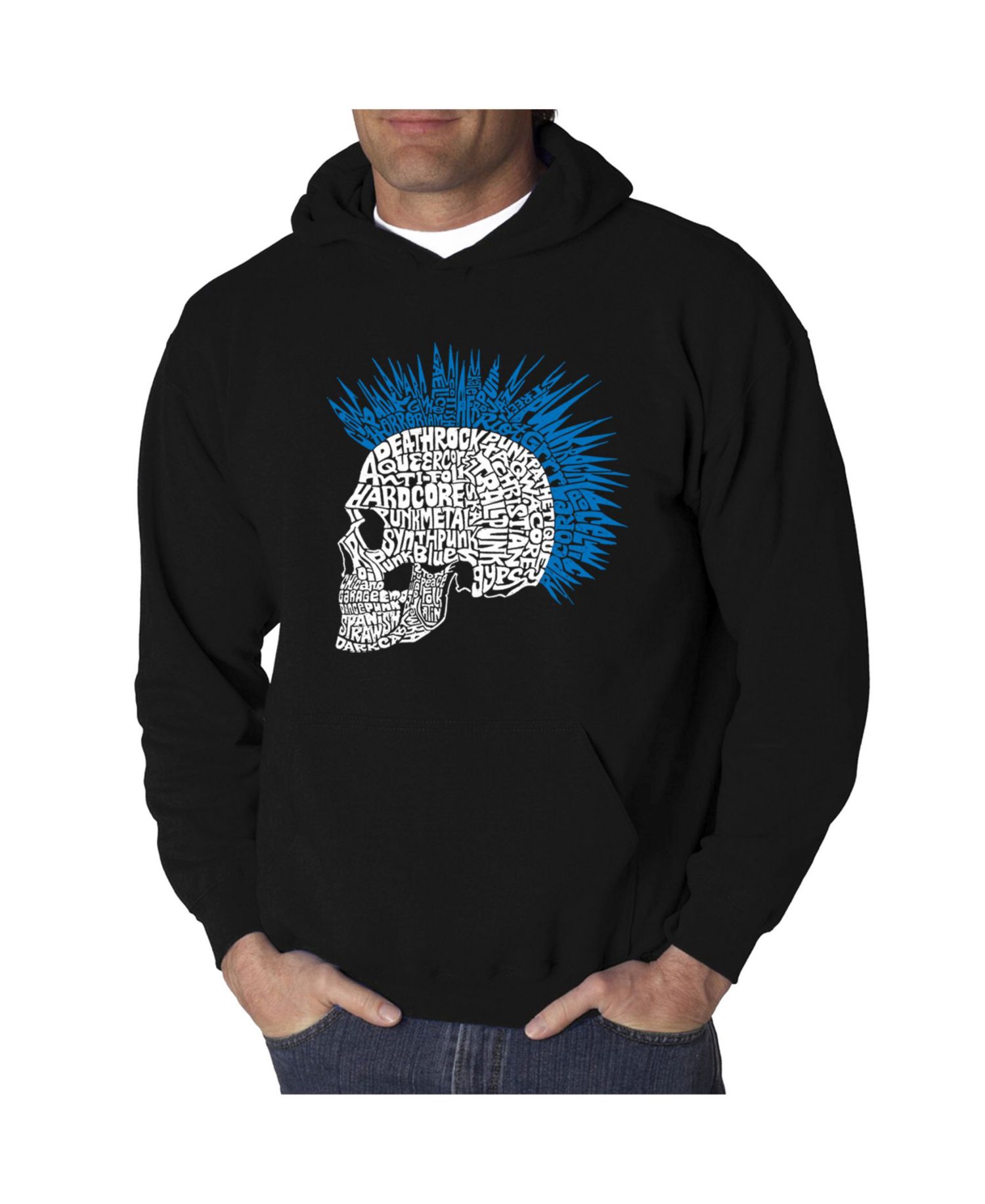 Men's Punk Mohawk Word Art Hooded Sweatshirt
