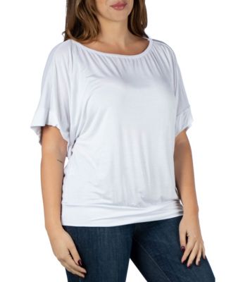 Plus Size Short Sleeve Loose Fitting Dolman Top
