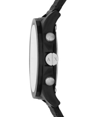 Men's Chronograph Black Silicone Strap Watch 44mm