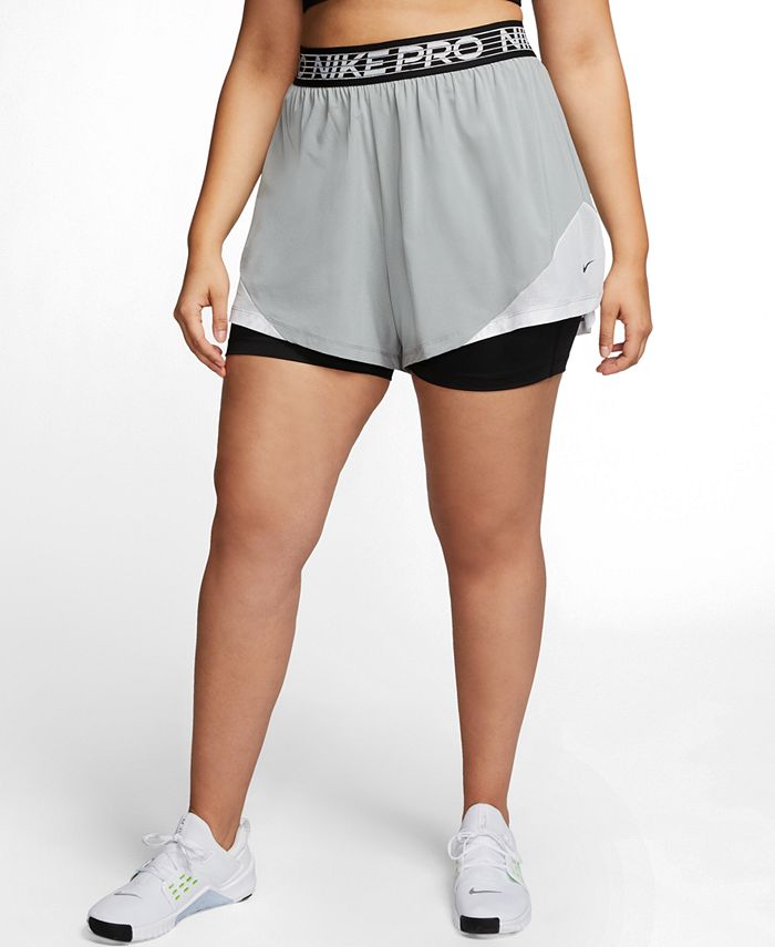 Nike Pro Plus Size Dri-FIT Flex 2-In-1 Shorts - Macy's