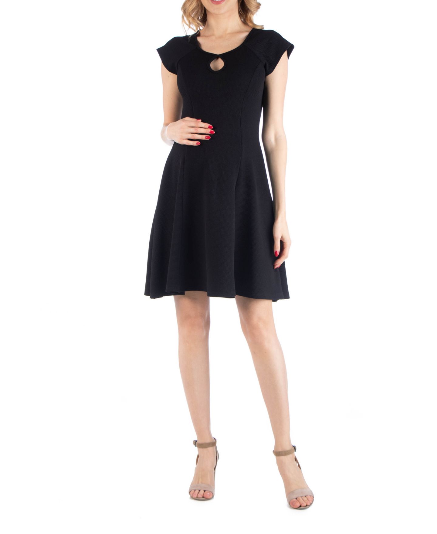 Женское платье 24seven Comfort Apparel Maternity Dress with Keyhole Neck, цвет: Чёрный — фото 1