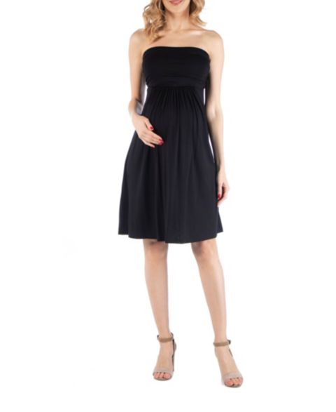 Женское платье 24seven Comfort Apparel Bandeau Top Empire Waist Short Maternity, цвет: Чёрный