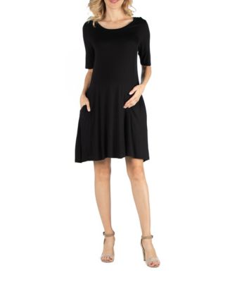 24seven Comfort Apparel Soft Flare T-Shirt Maternity Dress with Pocket ...