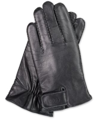 hugo boss leather gloves mens