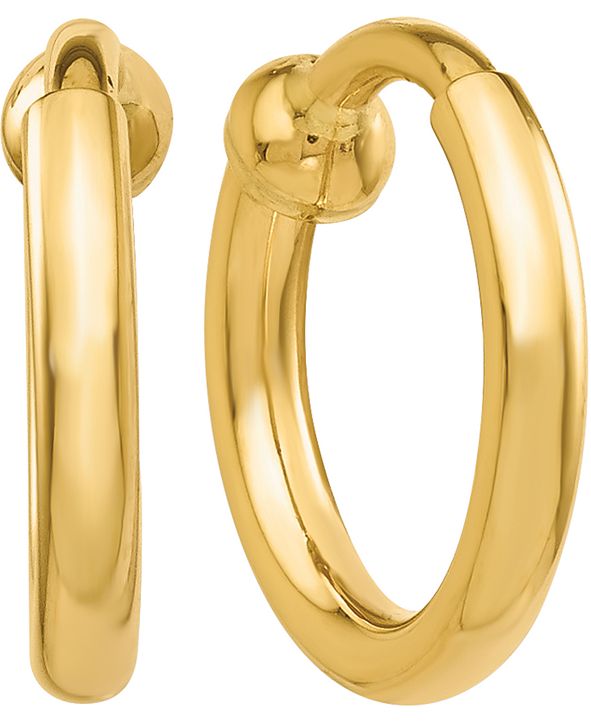 Macy's Polished Clip-On Hoop Earrings in 14k Gold & Reviews - Earrings ...