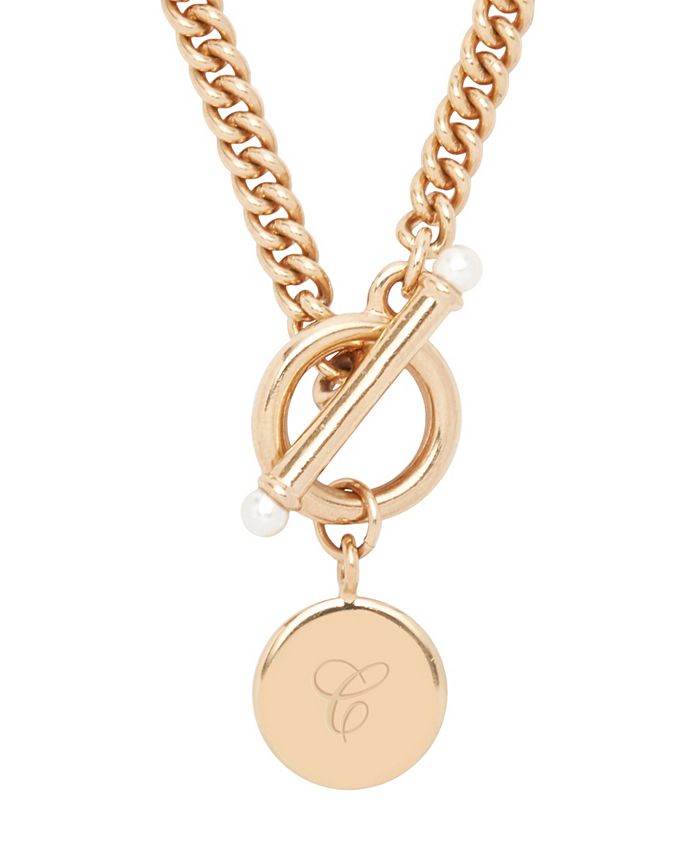 brook & york Stella Imitation Pearl Initial Toggle Necklace - Macy's