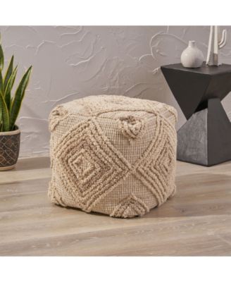 Noble House Brower Boho Ottoman Pouf - Macy's