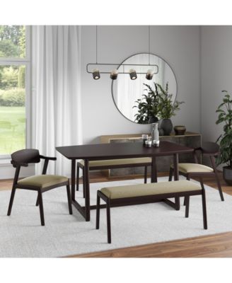 millie 5 piece mid century solid wood dining set