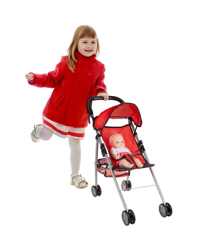 Trademark Global Hey Play Toy Stroller For 10” Baby Dolls Foldable