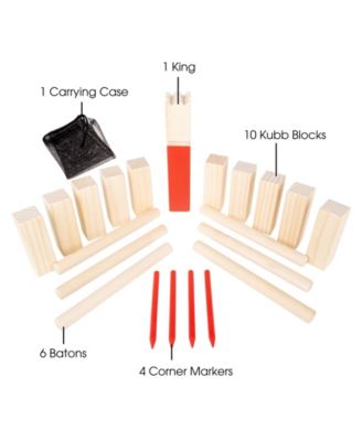 Trademark Global Hey Play Kubb Viking Chess Game - Wood Outdoor Lawn Game Set, Combines Bowling And Horseshoes, Strategic Party Fun For Adults, Families Or Kids