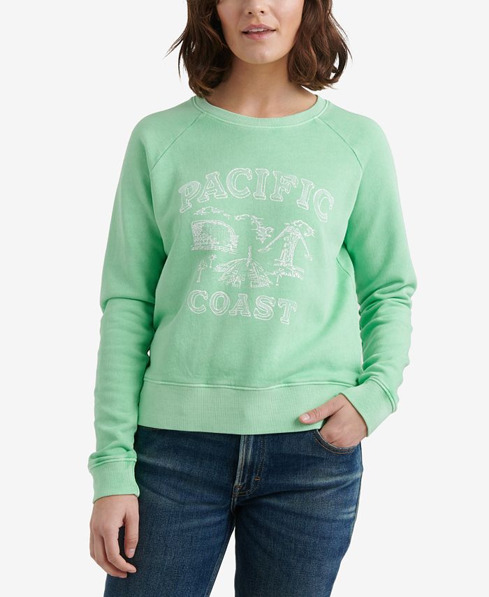 Lucky Brand Womens Long Sleeve Crew Neck Pacific Coast Sweatshirt