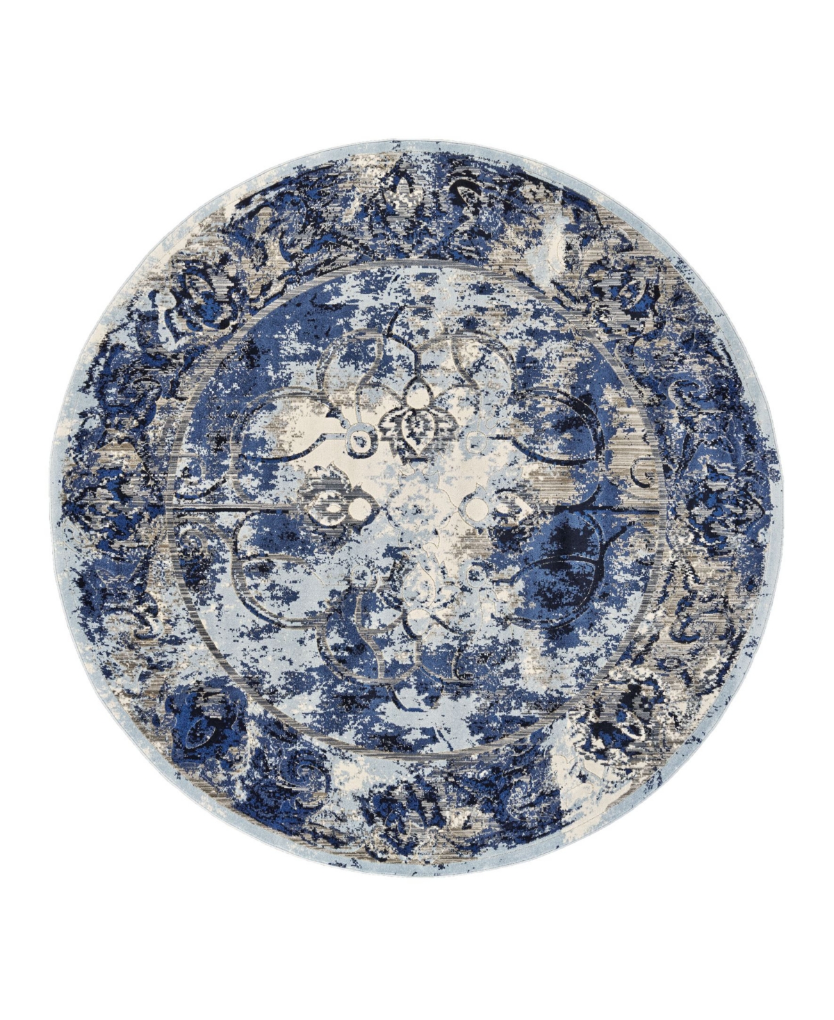 Feizy Joelle R3471 Bluestone 8'9in x 8'9in Round Rug - Thunderclo