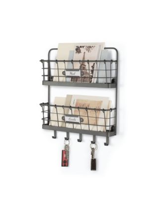 Vintage-like Living Wall Mount 2-Tier Letter Holder Key Rack