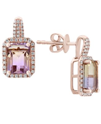 LALI Jewels - Ametrine (2-7/8 ct. t.w.) & Diamond (1/4 ct. t.w.) Drop Earrings in 14k Rose Gold