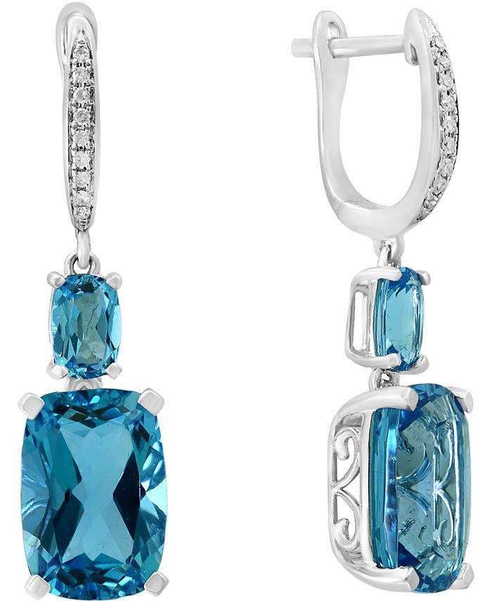 LALI Jewels - Swiss Blue Topaz (11-1/10 ct. t.w.) & Diamond (1/20 ct. t.w.) in 14k White Gold