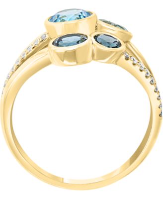 Multi-Gemstone (2 ct. t.w.) & Diamond (1/10 ct. t.w.) Ring in 14k Gold