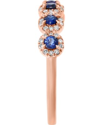 Sapphire (1/3 ct. t.w.) & Diamond (1/6 ct. t.w.) Cluster Band in 14k Rose Gold or 14k White Gold (Also Available in Ruby)