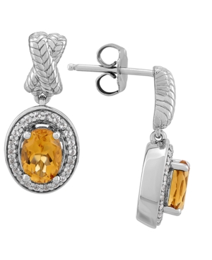 image of Citrine (1-5/8 ct. t.w.) & White Topaz (1/4 ct. t.w.) Drop Earrings in Sterling Silver