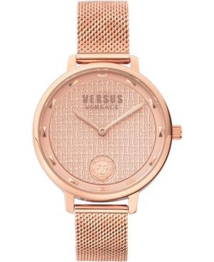 image of Versus by Versace Women-s La Villette Rose Gold-Tone Stainless Steel Mesh Bracelet Watch 36mm