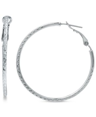 Textured Hoop Earrings, 2"