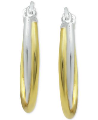 Extra Small Overlap Hoop Earrings in Sterling Silver and 18k Gold-Plate, 15mm, Created for Macy's