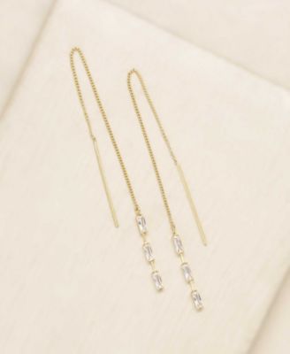 Crystal Baguette Threader Earrings