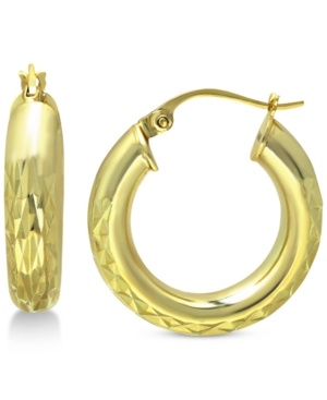 image of Giani Bernini Small Textured Hoop Earrings in 18k Gold-Plated Sterling Silver, 3/4