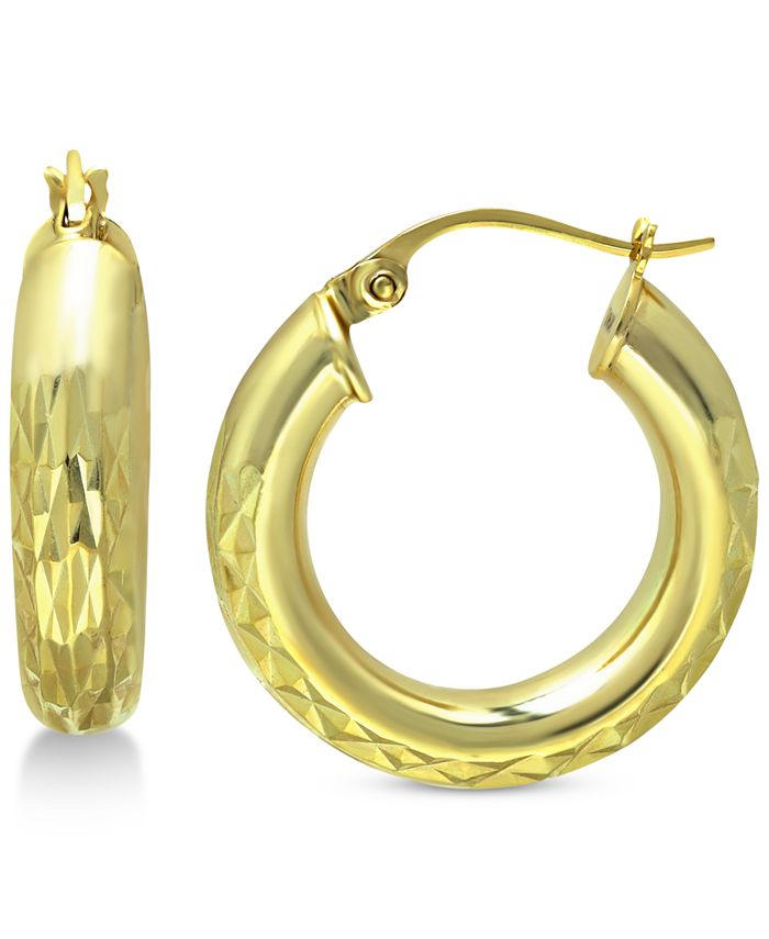 Giani Bernini - Small Textured Hoop Earrings in 18k Gold-Plated Sterling Silver, 0.79"