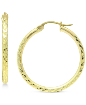 image of Giani Bernini Medium Textured Hoop Earrings in 18k Gold-Plated Sterling Silver, Created for Macy-s