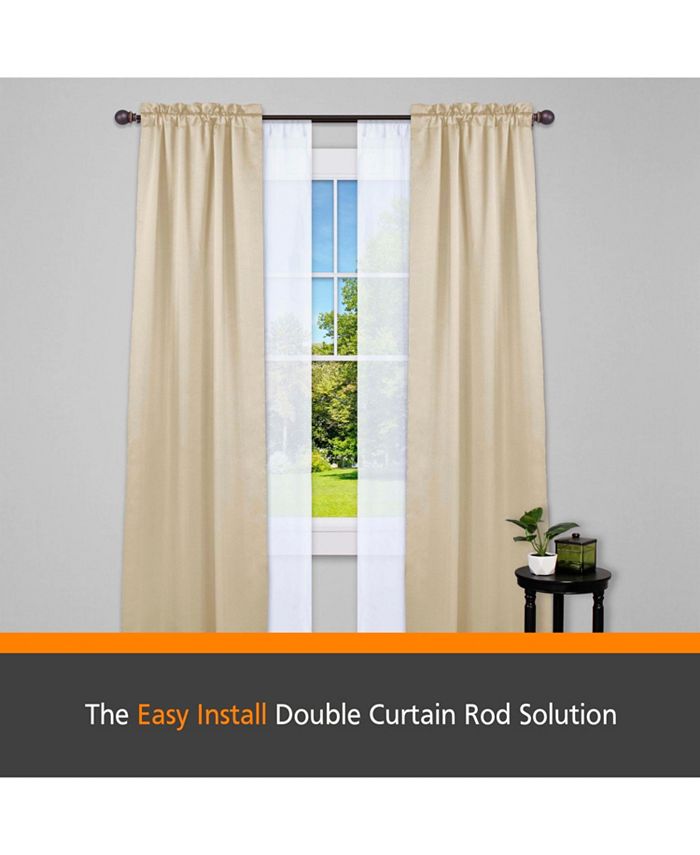 Kenney - Birkin 5/8" Fast Fit™ Easy Install Decorative Window Double Curtain Rod 66-120" Oil Rubbed Bronze