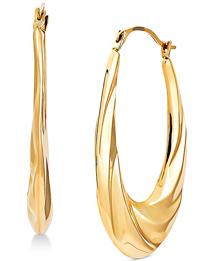 Macy's - Swirl Oval Hoop Earrings in 14k Gold