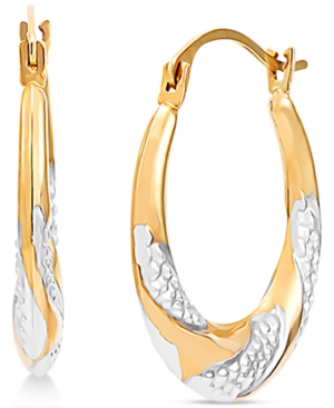 image of Two-Tone Swirl Hoop Earrings in 14k Gold & White Rhodium-Plate