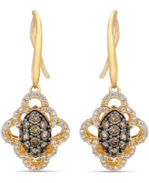 image of Le Vian Chocolatier Chocolate Diamonds (1/2 ct. t.w.) & Vanilla Diamond (1/3 ct. t.w.) Drop Earrings in 14k Gold