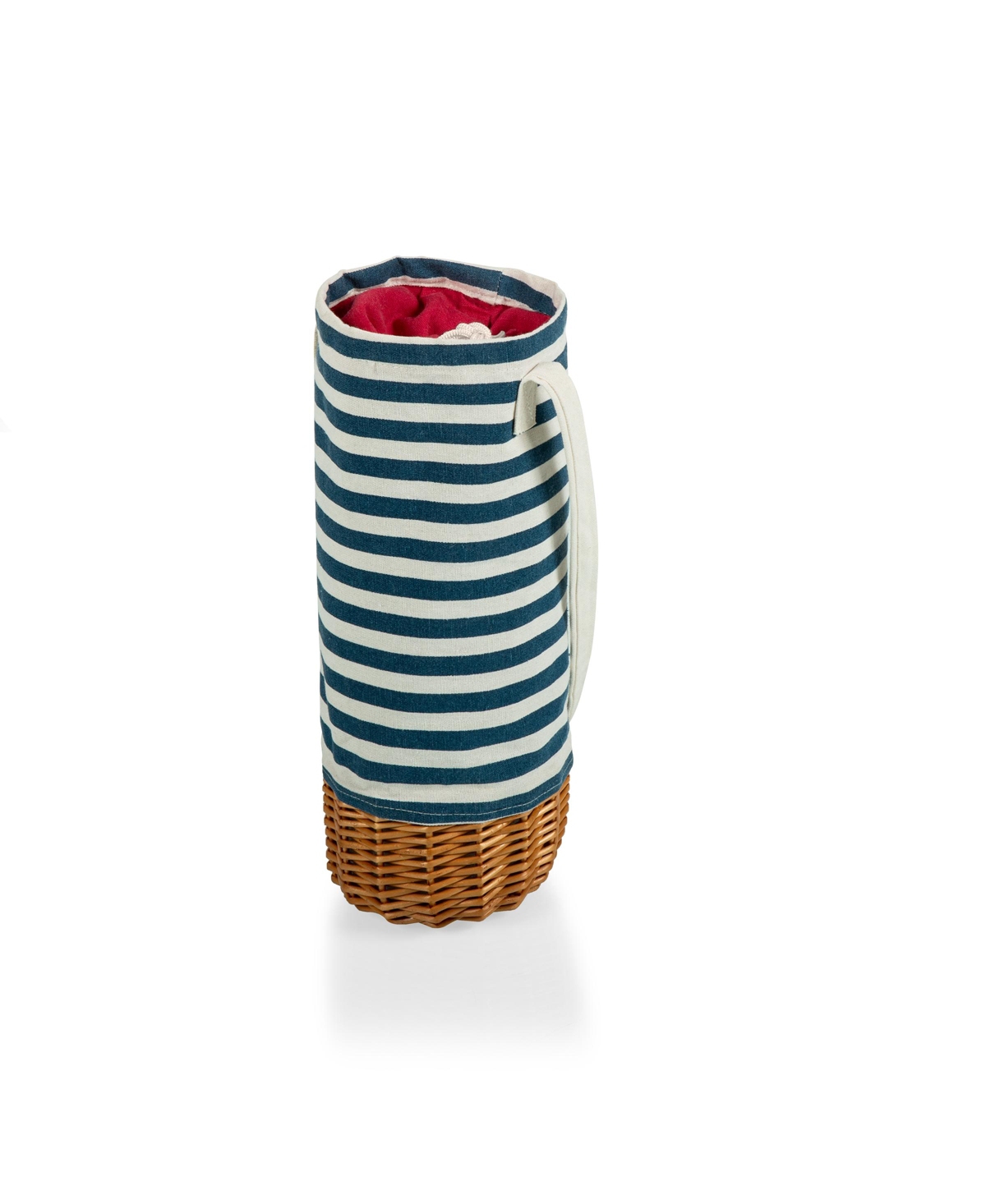 Malbec Insulated Canvas and Willow Wine Bottle Basket - Navy  White Stripes