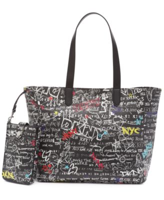 dkny graffiti tote bag