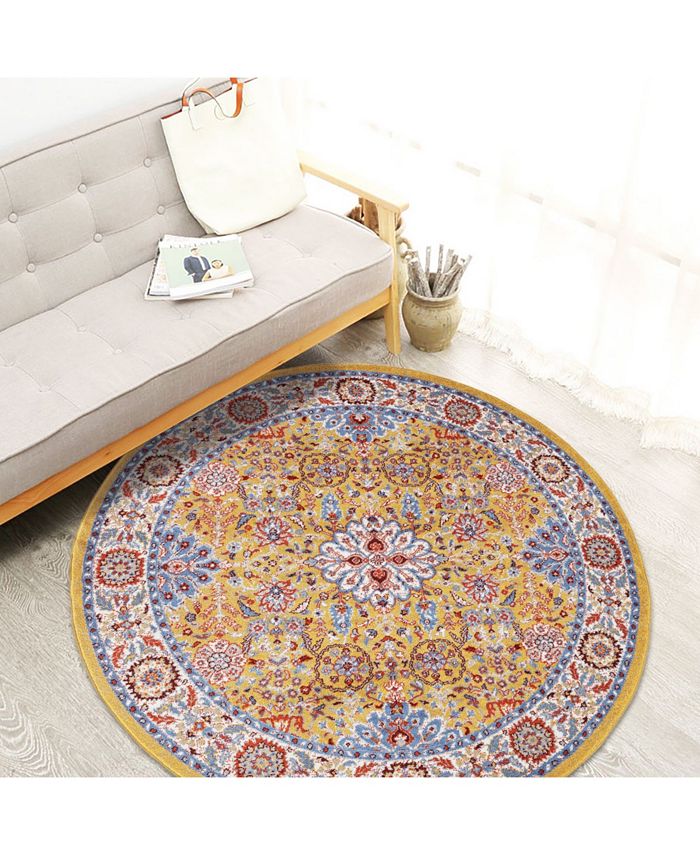 Amer Rugs Sanya SNA7 Gold/Ivory 6'7" Round Rug Macy's