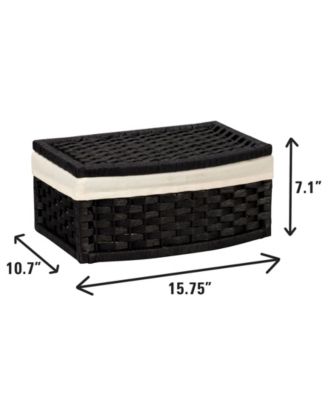 Woven Basket with Lid, Paper Rope Basket