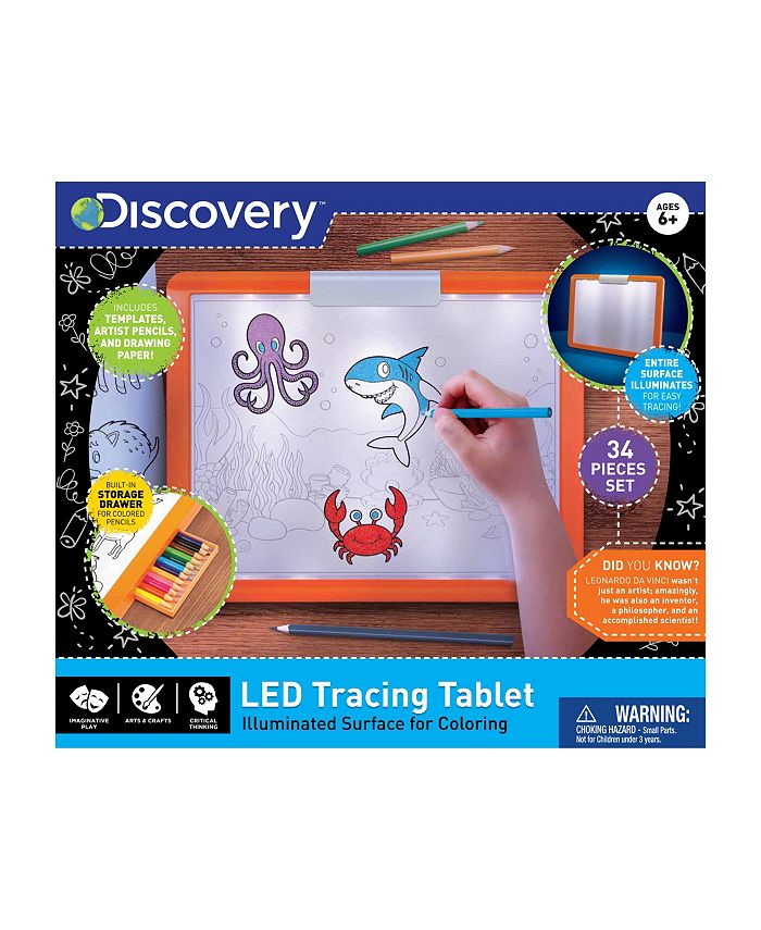 Discovery Kids LED Illuminated Tracing Tablet, 34 Piece Set with Tools -  Macy's