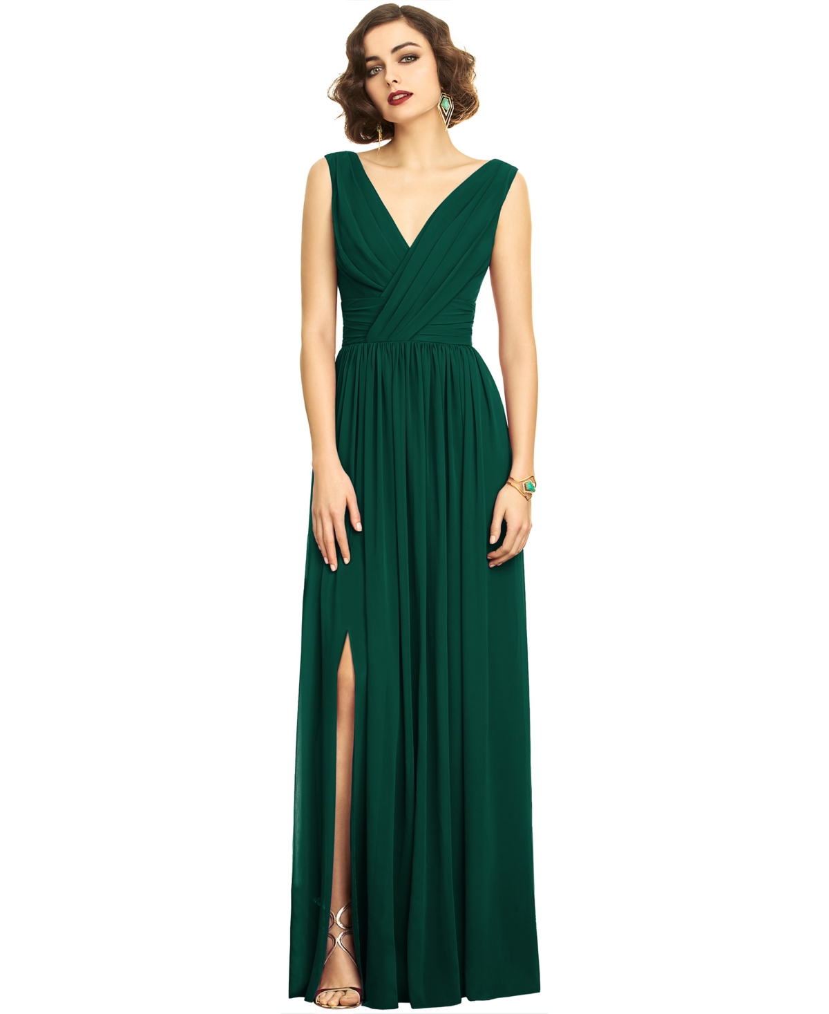Dessy Collection Shirred Chiffon Gown