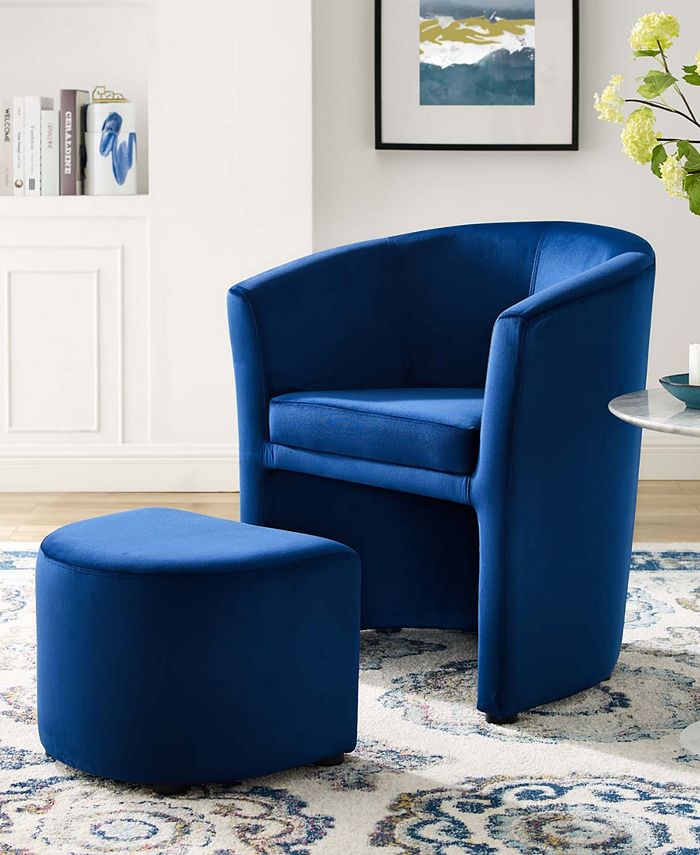 Modway Divulge Performance Velvet Arm Chair and Ottoman Set Macy's