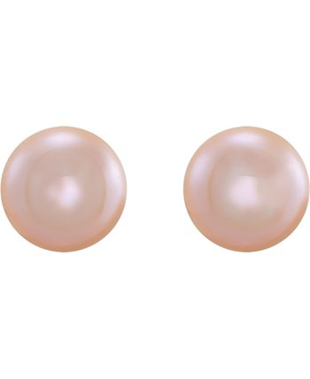 Macy's - Gray Cultured Freshwater Button Pearl Stud Earrings (9mm) in Sterling Silver (Also in Peach Cultured Freshwater Button Pearl Stud Earrings)