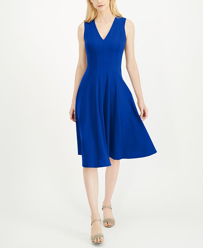 Calvin Klein Fit & Flare Midi Dress & Reviews - Dresses - Women - Macy's