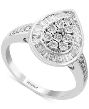 image of Effy Diamond Baguette Teardrop Ring (1/2 ct. t.w.) in 14k White Gold