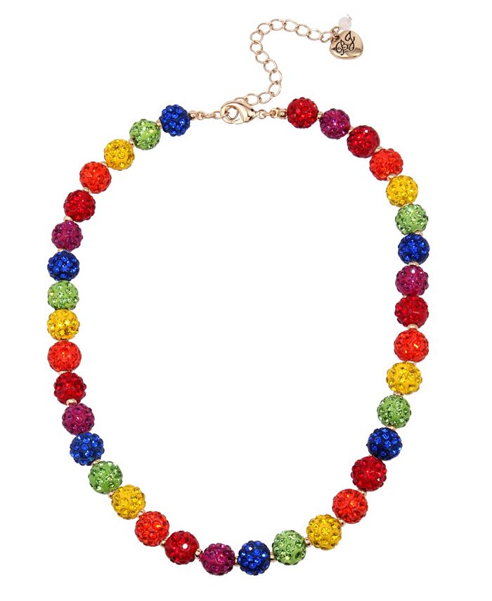 Betsey Johnson Rainbow Stone Fireball Collar Necklace in Gold-tone ...