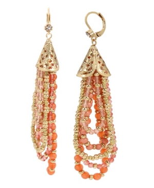image of Miriam Haskell New York Mixed Bead Swag Strand Earrings