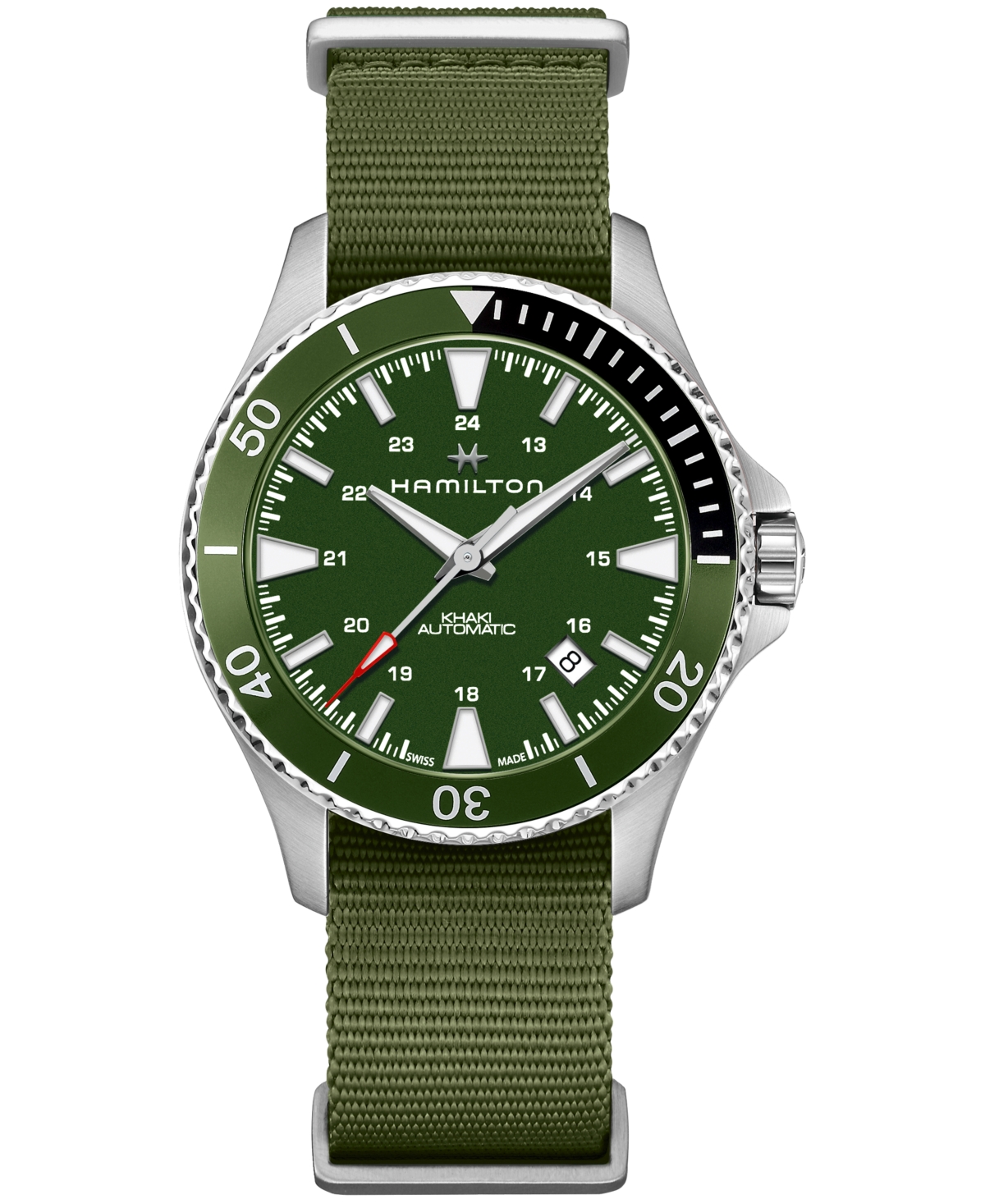 Unisex Swiss Automatic Scuba Green Nato Strap Watch 40mm