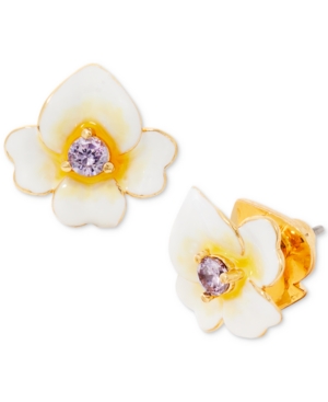 image of Kate Spade New York Gold-Tone Cubic Zirconia Flower Stud Earrings