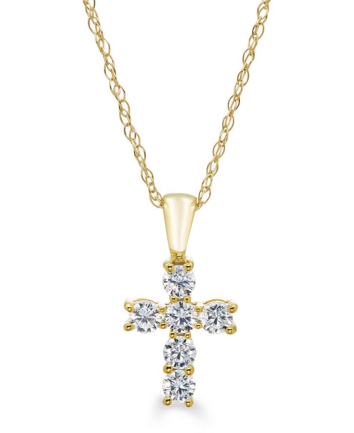 Macy's Diamond Baby Cross 18" Pendant Necklace (1/5 ct. t.w.) in 14k