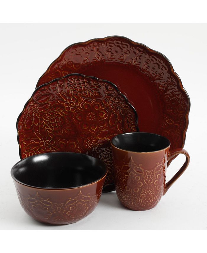 Gibson Portina 16piece Dinnerware Set Red, Service for 4 Macy's